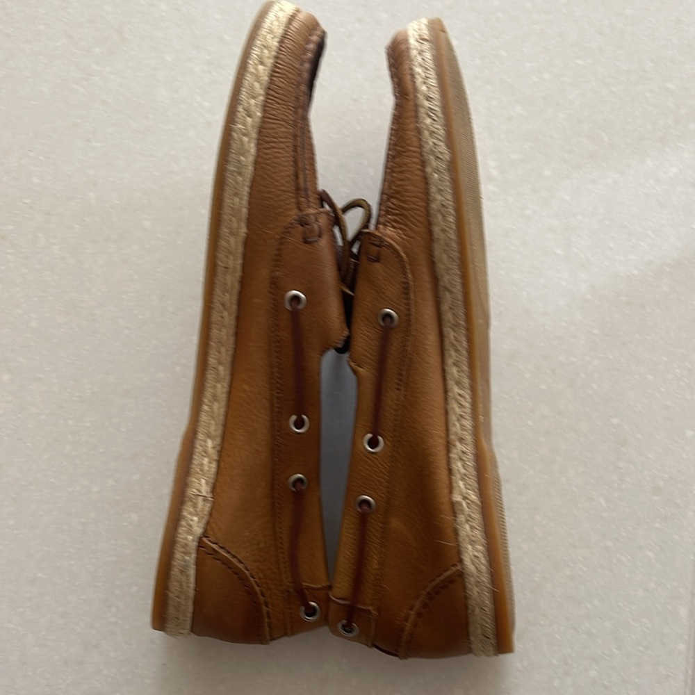 NWOT Bloomingdale’s brand Men’s tan supple leather espadrille boat shoe size 11. - Picture 6 of 10